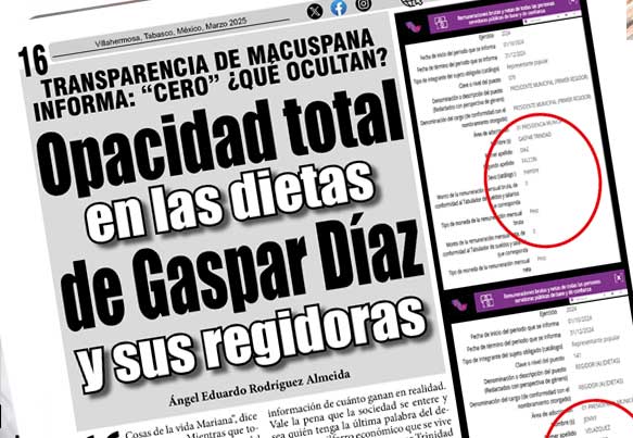 Opacidad total en las dietas de Gaspar Díaz y sus regidoras: Transparencia de Macuspana informa: “CERO” ¿Qué ocultan?